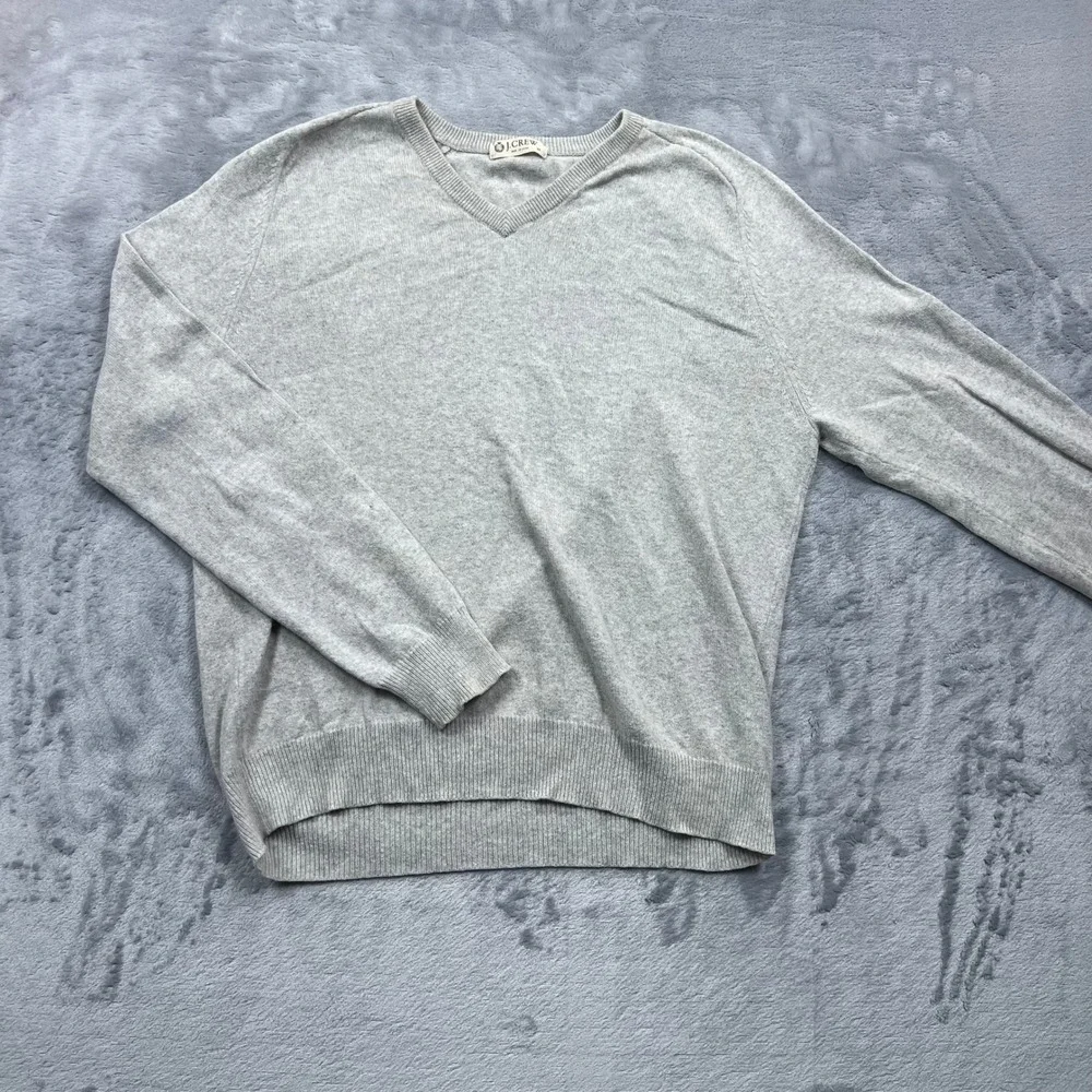 J. Crew V-Neck Sweater Mens Medium Gray Red Cotton Cashmere Blend Lot of 2
